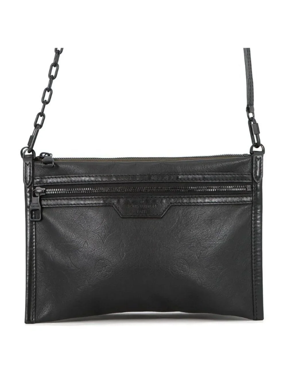 Louis Vuitton Shoulder Bag Monogram Shadow Flat Messenger Pouch Black